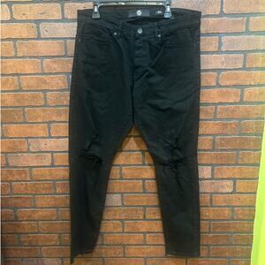 Jordan Craig Ross Men's Distressed Stretch Jeans - 36Wx32L Ripped Knee Goth